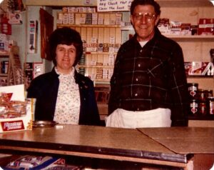 Dick and June Winking at the store in 1978.