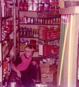 Frank Winking working at Winking's Market at Age 10.