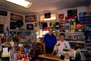 Dick and June Winking at the store.