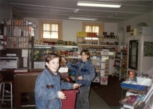 Winkings Market - Two young boys getting candy Dan Austin (front) and Bud Gilher (back).